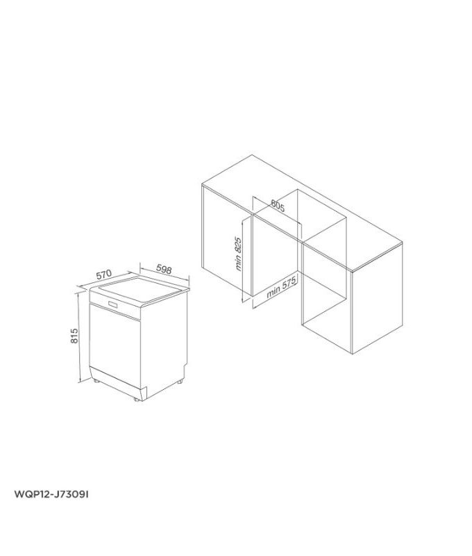 Thiết kế của Máy rửa bát âm tủ Malloca WQP12-J7309I