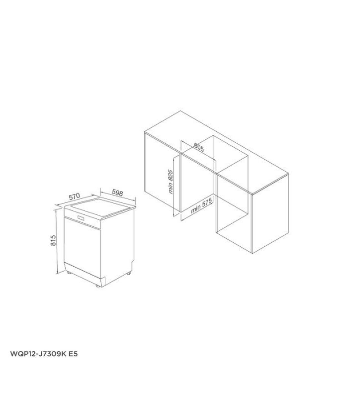 Thiết kế của Máy rửa bát âm tủ Malloca WQP12-J7309K