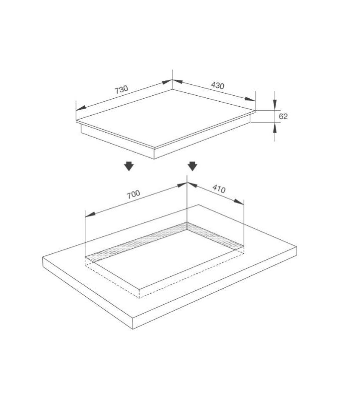 kích thước của Bếp từ kết hợp hồng ngoại Malloca MH-7311 IR