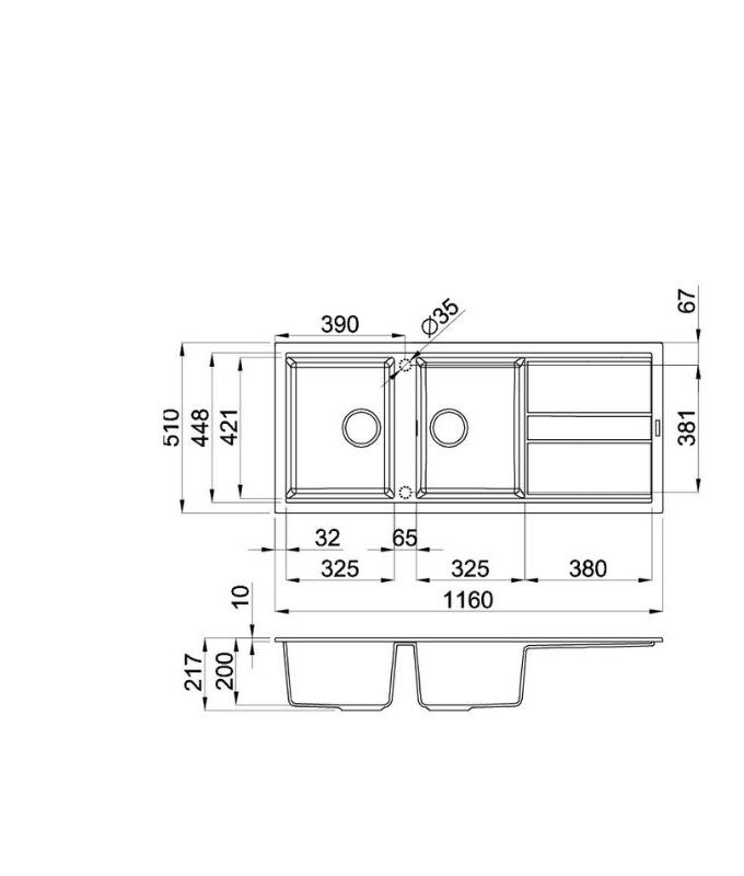 kích thước của Chậu rửa bát Malloca BIANCO G-50062
