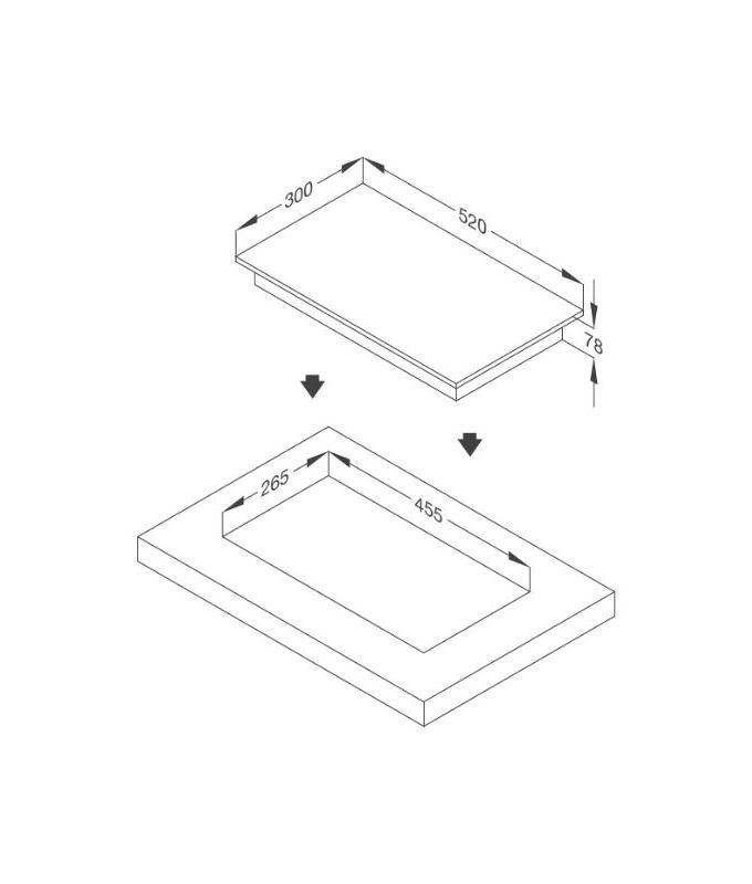 kích thước của Bếp gas domino Malloca MDG 301