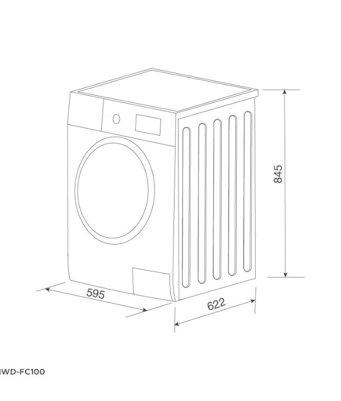 kích thước của khay đổ nước giặt của lồng giặt của Máy giặt kết hợp sấy Malloca MWD-FC100