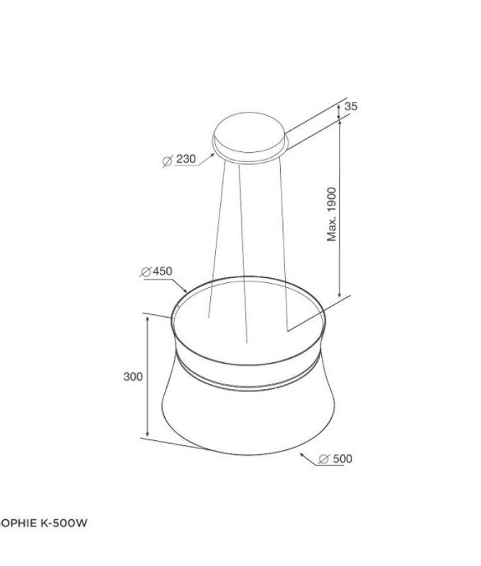 kích thước của Máy hút mùi Malloca SOPHIE K-500W