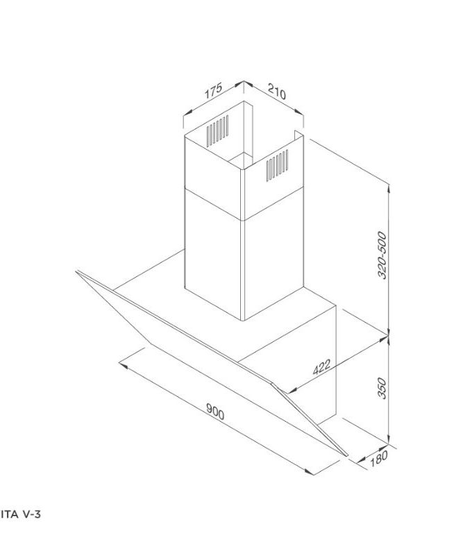 kích thước của Máy hút mùi Malloca VITA V-3