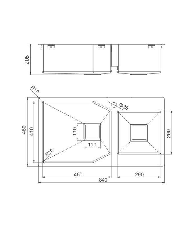 kích thước của Chậu rửa bát Malloca MS 610T