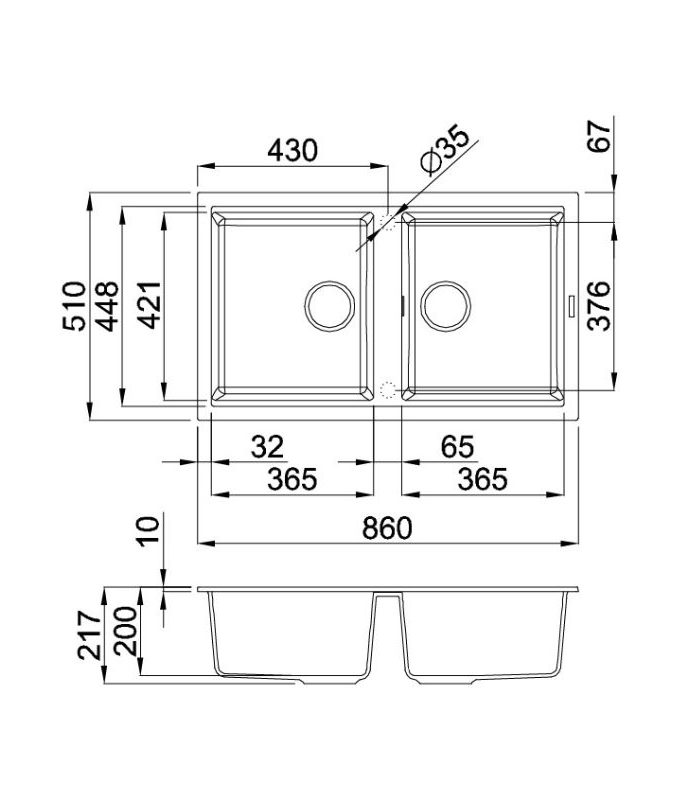 kích thước của Chậu rửa bát Malloca NERO K-45040