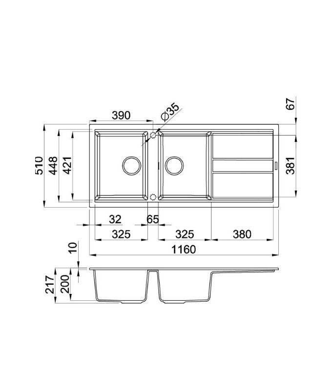 kích thước của Chậu rửa bát Malloca TITANIUM K-50073