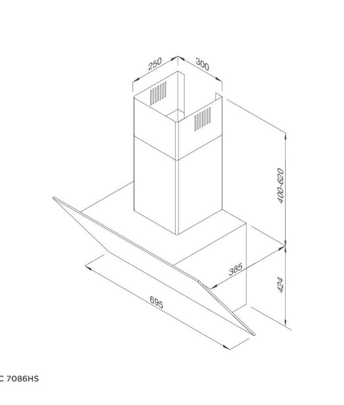 kích thước của Máy hút mùi Malloca MC 7086HS