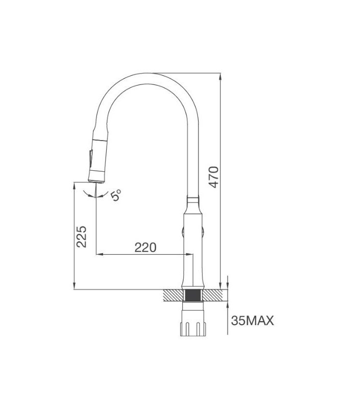 kích thước của Vòi rửa bát Malloca K94C