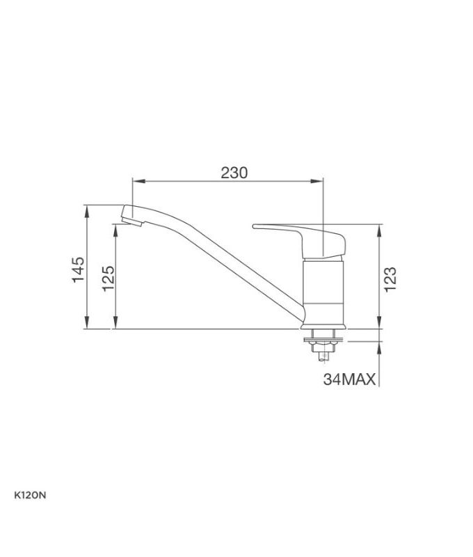 Kích thước vòi rửa bát Malloca K120N