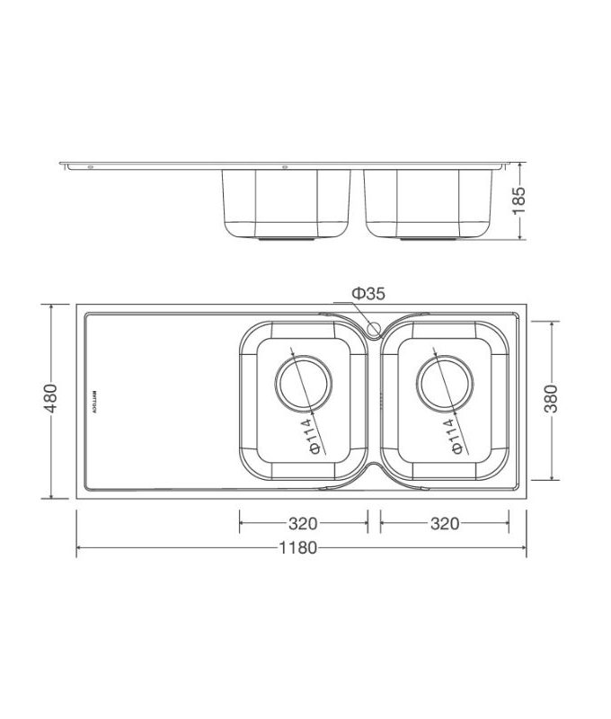 Kích thước của Chậu rửa bát Malloca MS 1026L