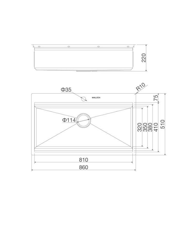 Kích thước của Chậu rửa bát Malloca Slide MS 861