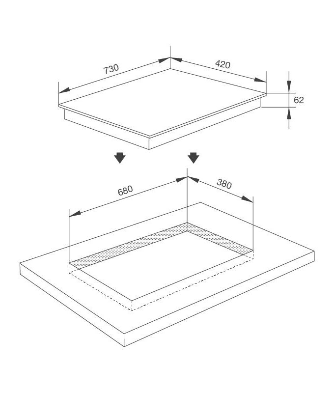 Kích thước Bếp điện từ Malloca MH-732 IRN